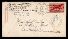 DR WHO 1944 MARYNARKA WOJENNA #131 NOWA KALEDONIA II WOJNA ŚWIATOWA OCENZUROWANA POCZTA LOTNICZA DO USA M40725 na sprzedaż  Wysyłka do Poland