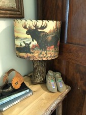 Abajur de madeira rústico decoração floresta negra Mountain Lodge com alce e sombra de urso comprar usado  Enviando para Brazil