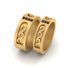 Ouro Amarelo Fn 925 Sterling Silver correspondentes Alianças dele E Seu Conjunto Casal comprar usado  Enviando para Brazil