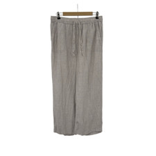 Calça Jones & Co de linho cintura alta frente plana cordão perna larga cinza LG simples comprar usado  Enviando para Brazil