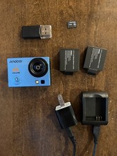Câmera de ação esportiva Andoer 4K WiFi azul com cartão SD 16GB e 2 baterias comprar usado  Enviando para Brazil