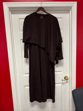Vestido de manga comprida Nine Leonard Lennie marrom pom pom drapeado duas peças anexado tamanho comprar usado  Enviando para Brazil