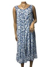Vestido Studio One New York Feminino Tamanho 14 Azul Branco Floral Sem Mangas Confortável Midi comprar usado  Enviando para Brazil