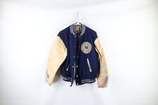 Usado, Jaqueta Varsity Masculina Vintage Anos 70 Streetwear 38 Ponto Corrente Esmagado Couro Lã EUA comprar usado  Enviando para Brazil