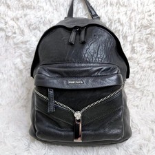 Mochila feminina Diesel zíper frontal acessórios prata couro granulado preto luxo comprar usado  Enviando para Brazil