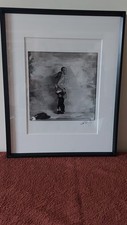 Używany, Fotografia artystyczna w ramce – portret czarno-biały, sygnowana, 34 x 27 cm na sprzedaż  PL
