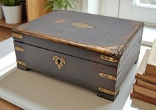 Usado, Caixa de armazenamento vintage de madeira bronze ajustada original antiga feita à mão comprar usado Usado, Caixa de armazenamento vintage de madeira bronze ajustada original antiga feita à mão comprar usado  Enviando para Brazil