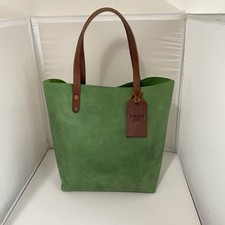 Bolsa tote/bolsa de couro verde italiana bronzeada KMM & Co 14”x12,5”x6” alça drop 8”, usado comprar usado  Enviando para Brazil