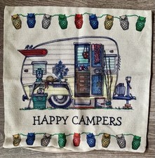 Happy campers cushion for sale  BARNSLEY