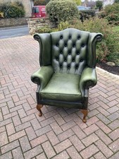 Green leather chesterfield for sale  SKIPTON