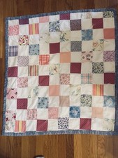 Colcha de retalhos artesanal máquina costurada 36x38 cores divertidas colo floral xadrez comprar usado  Enviando para Brazil