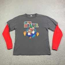 Camisa masculina Super Mario Bros pequena (juventude XL) manga longa 2007 promocional Nintendo comprar usado  Enviando para Brazil