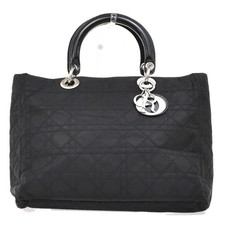 Bolsa tote CHRISTIAN DIOR Lady Cannage couro náilon preta GHW Itália 72KB147 comprar usado  Enviando para Brazil