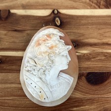 Capacete pássaro camafeu vitoriano esculpido concha solta deusa grega Athena Zeus comprar usado  Enviando para Brazil