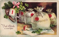Ak Mucho Suerte en el Nuevo Años Hoja Trébol Herradura Seta Interpretar Postales, usado comprar usado  Enviando para Brazil