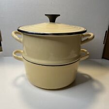 Forno holandês Le Creuset #18 esmalte creme ferro fundido - com tampa inserção de vaporizador - 3 peças  comprar usado  Enviando para Brazil