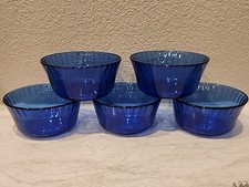 Tigela de vidro azul cobalto Colorex com nervuras custard/berry feita no Brasil conjunto de 5, usado comprar usado  Enviando para Brazil