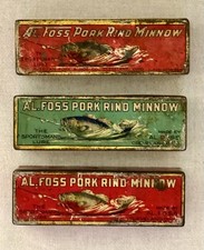 Isca de pesca vintage antiga Al Foss carne de porco minnow latas (3) - SOMENTE LATAS comprar usado  Enviando para Brazil
