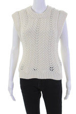 Colete suéter feminino Ba&Sh gola redonda malha crochê algodão branco tamanho 4 comprar usado  Enviando para Brazil