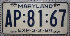 Maryland nummernschild 1964 gebraucht kaufen Maryland nummernschild 1964 gebraucht kaufen  Euskirchen