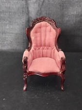 Poltrona de veludo rosa vitoriana com encosto alto sala de estar móveis vintage para casa de bonecas comprar usado  Enviando para Brazil