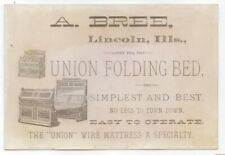 Cartão comercial cama dobrável c1880s Union (cama Murphy) Lincoln Illinois A. Bree comprar usado  Enviando para Brazil