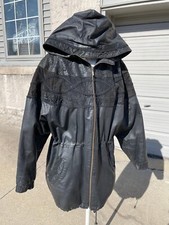 Jaqueta de motocicleta vintage G3 G III feminina couro preto com capuz estampa paisley M comprar usado  Enviando para Brazil