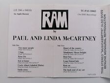 PAUL & LINDA McCARTNEY  RAM   ORIGINAL 1971  UK TAPE CASSETTE   1ST ISSUE comprar usado  Enviando para Brazil