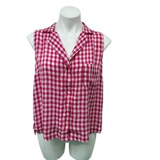 Nova Blusa Feminina Abound Sem Mangas Vermelha Branca Gola Botão Frente Casual comprar usado  Enviando para Brazil