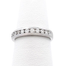 Usado, Anel de aliança de aniversário de casamento ouro branco 14K diamante natural tamanho 4 conjunto de canais comprar usado  Enviando para Brazil