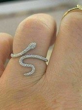 0,50Ct Okrągły krój DAMSKI Diamentowy pierścionek z wężem Damski 14K Białe złoto Wykończenie, używany na sprzedaż  Wysyłka do Poland