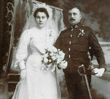 Cartão de armário foto soldado noiva casamento Bruckner Studio Sopron Hungria comprar usado  Enviando para Brazil