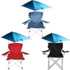 Cadeira de praia dobrável com dossel solar, porta-copo, apoio de braço ajustável, bolsa comprar usado  Enviando para Brazil