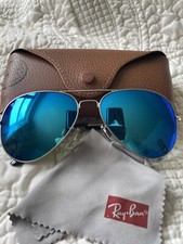 Óculos de sol Ray Ban aviador 62 mm armação prata/azul espelhado comprar usado  Enviando para Brazil