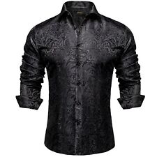 Usado, Camisas sociais masculinas de seda paisley manga longa smoking camisa social roupas masculinas comprar usado  Enviando para Brazil
