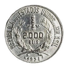 Moeda de prata brasileira antiga 1924 Brasil 2000 Reis Mulher da República Km526, usado comprar usado  Brasil 