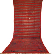 Tapete antigo vintage marroquino feito à mão berbere corredor listrado vermelho cinza tapete tribal comprar usado  Enviando para Brazil