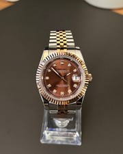 Seikmod Seikojust mostrador chocolate diamante NH35 safira automática 2 tons canelado, usado comprar usado  Enviando para Brazil