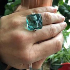 Usado, Anel de declaração solitário verde esmeralda transparente 17 CT para mulher em prata 935 comprar usado  Enviando para Brazil