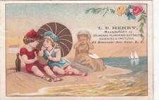L E Henry Flavoring Extracts Providence RI Girls on Beach Vict Card c1880s comprar usado  Enviando para Brazil