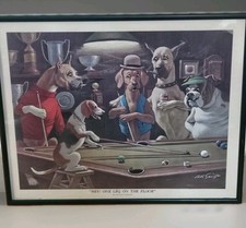 Ei! One Leg on the Floor por Arthur Sarnoff estampa de pub grande cães brincando de sinuca comprar usado  Enviando para Brazil