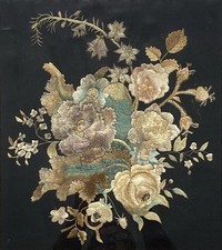 Antique silk embroidery for sale  HALIFAX