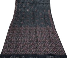 Sushila Vintage Preto Sucata Saree Tecido de Seda Pura Frisado Abstrato Tecido Sari comprar usado  Enviando para Brazil