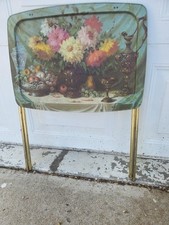 Uma bandeja de TV dobrável vintage mesa natureza morta vaso buquê floral MCM 21" X 15" topo comprar usado  Enviando para Brazil
