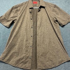 Camisa masculina Hugo Boss tamanho P marrom elástica casual slim fit manga curta botão para cima comprar usado  Enviando para Brazil