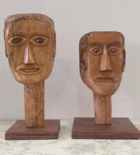 Esculturas 2 cabeças vintage de madeira particularmente perturbadoras pelo autor... comprar usado  Enviando para Brazil