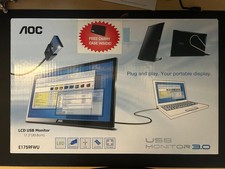 Monitor portátil plug and play AOC 17" USB 3.0 com cabo e estojo E1759FWU, usado comprar usado  Enviando para Brazil