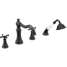 🌱 Guarnição de enchimento de banheira Moen Roman com chuveiro de mão, 2 alças transversais - Preto fosco LEIA comprar usado  Enviando para Brazil