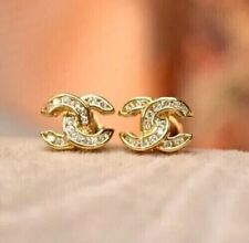 Aretes elegantes de diamantes simulados de corte redondo de 1,20 quilates enchapados en oro amarillo de 14 quilates segunda mano  Embacar hacia Mexico