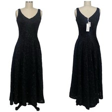 Vestido regata formal longo bordado renda floral pesado preto 1.325 Co. novo com etiquetas XS (6) comprar usado  Enviando para Brazil